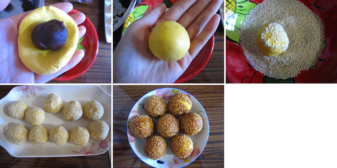 Bean-Paste Sesame Balls method2