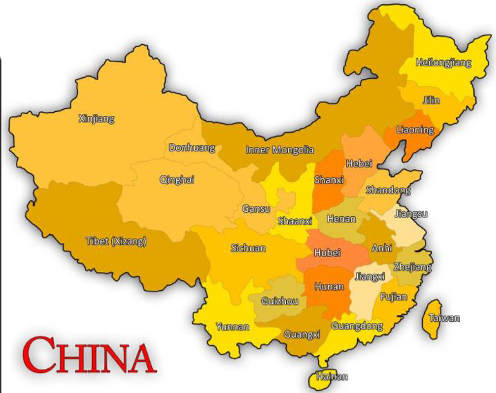 physical map of china