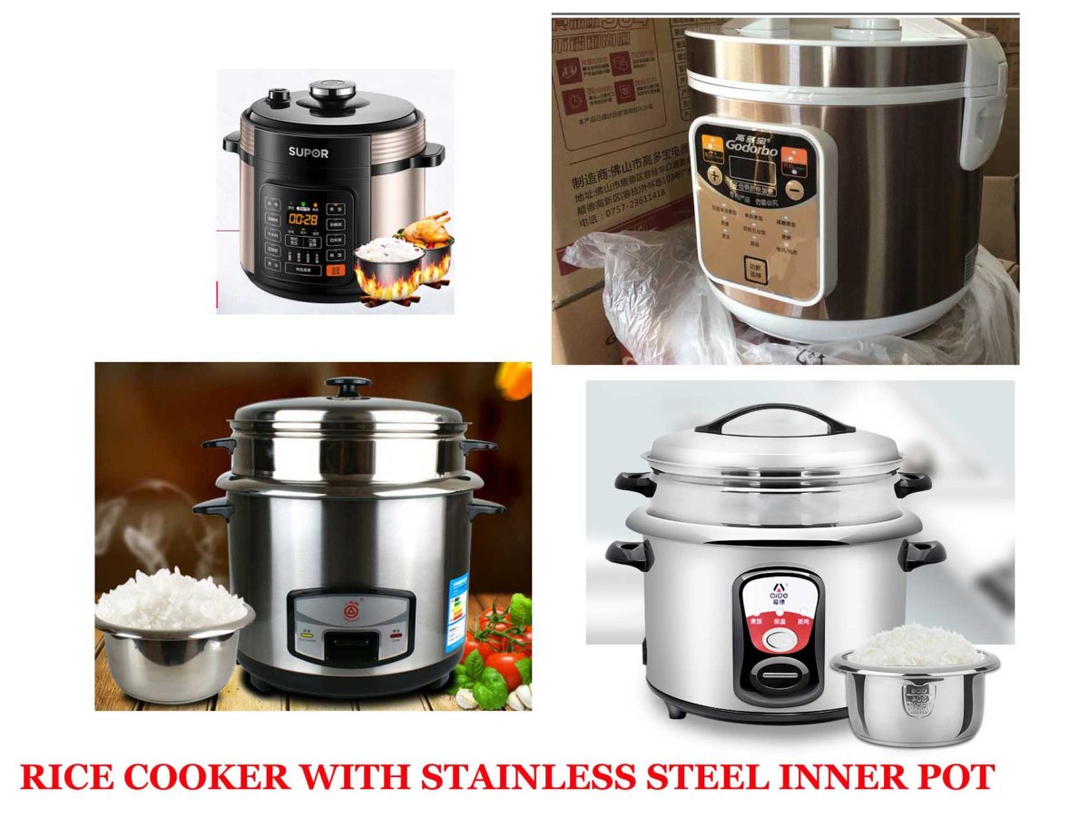 Rice Cooker with Stainless Steel Cooking Pot & Steamer Tray