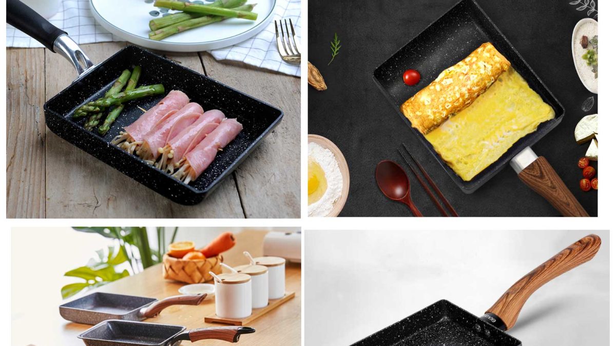 IAXSEE Tamagoyaki Japanese Omelette Pan/Egg Pan,Japanese Style Nonstick Skillet Retangular Small Frying Pan Black with Anti Scalding Handle Stove and Induction Hob Compatible,7” x 6” 