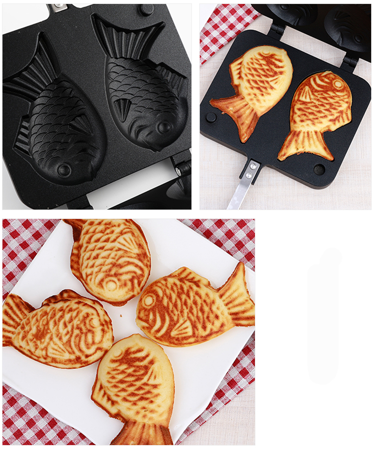 Details about   Taiyaki Japanese Fish-Shaped  Pan Maker 2 Cast Home Cooking Food Mold 