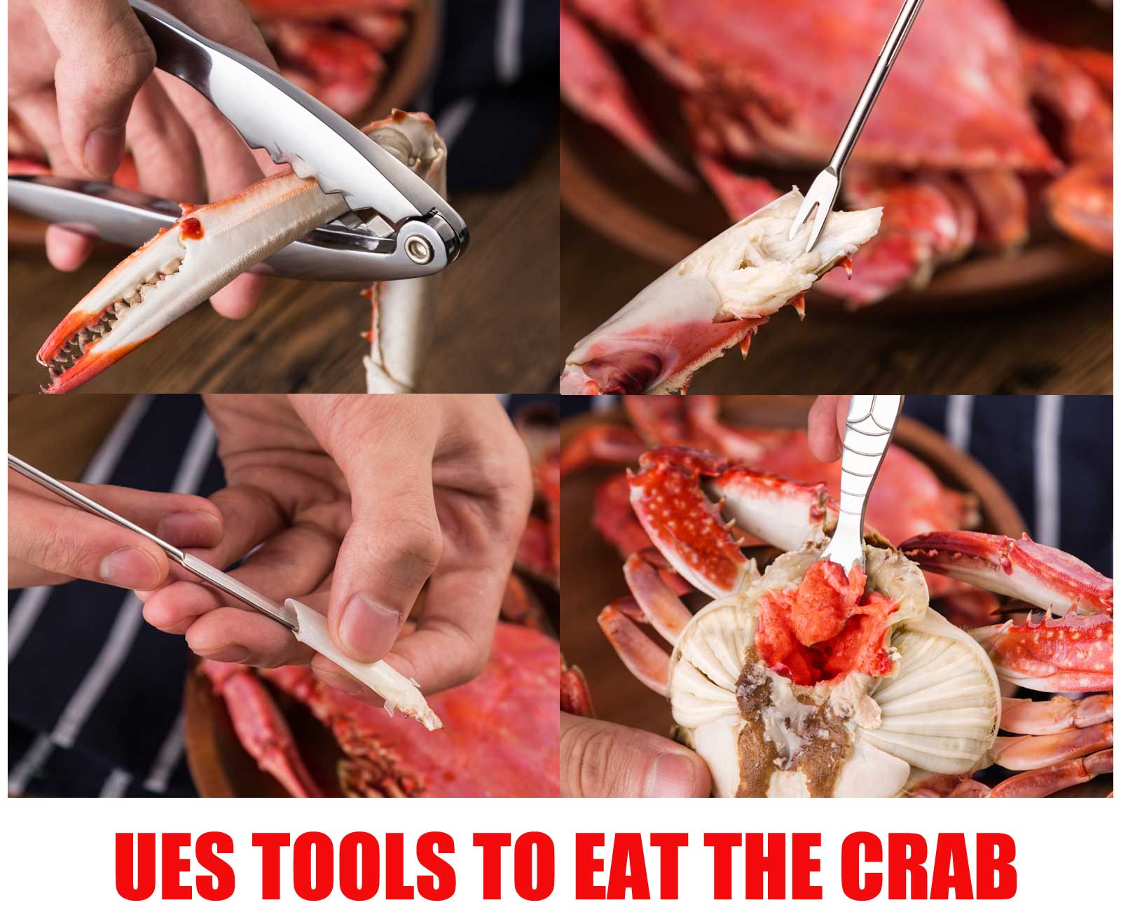 Ues the tools to eat Crab
