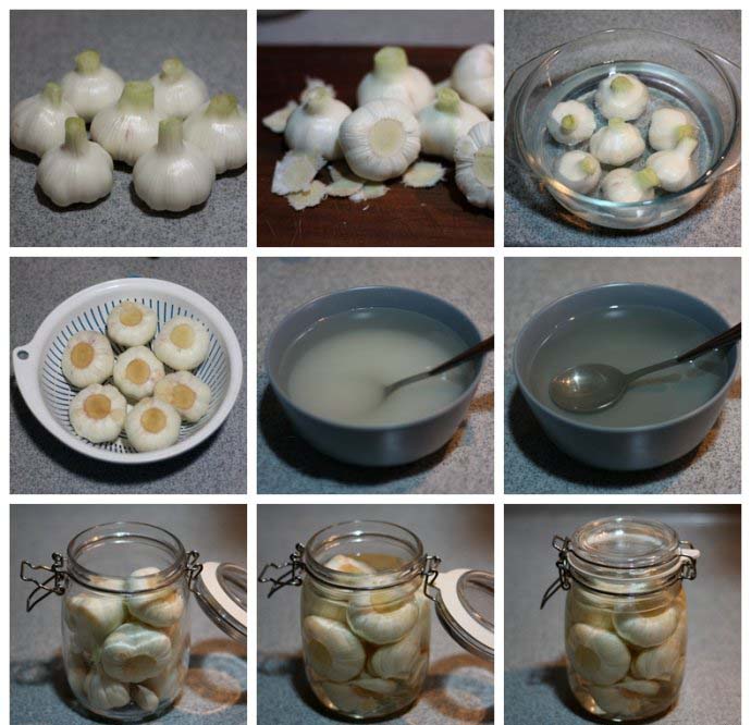 Sweet Pickled Garlic Steps