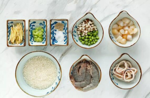 Seafood Congee ingredients