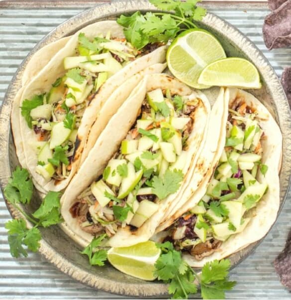 BBQ pulled pork taco with apple salsa