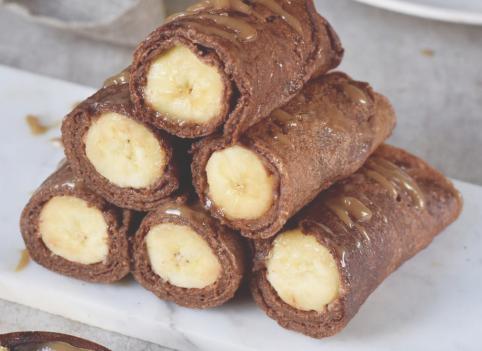 Chocolate crepes with a banana easy vegan recipe