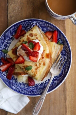 Crepes with Mascarpone Cream and Balsamic Strawberries