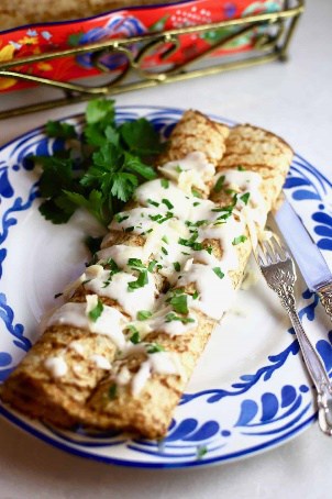 Easy chicken crepes with mushroom