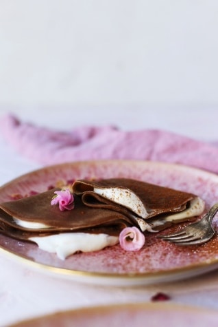 Mexican hot chocolate crepes with cream cheese filling