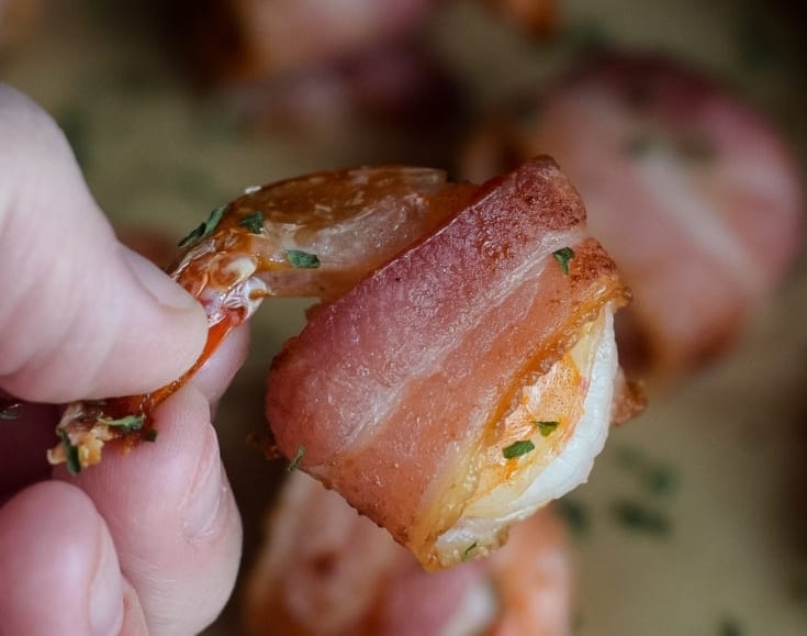 Air fryer bacon wrapped shrimp