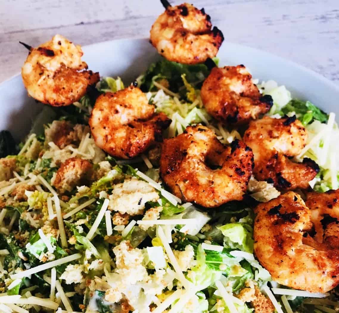 Blackened shrimp Caesar salad