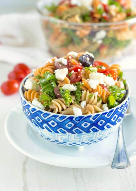 Bruschetta Pasta Salad With Olives and Kale