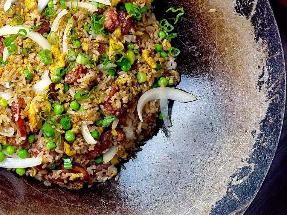 Chinese fried rice with sausage