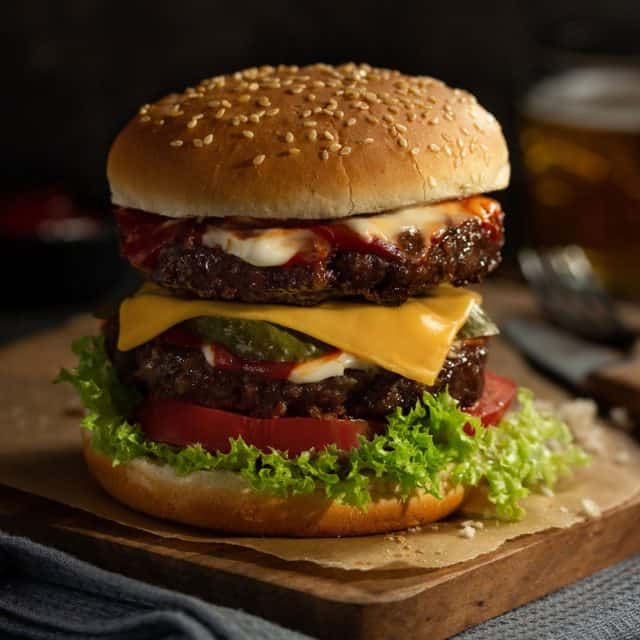 Homemade burger with grilled beef