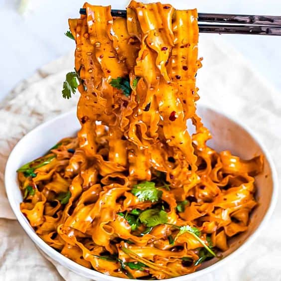 Spicy Szechuan noodles with garlic chili oil