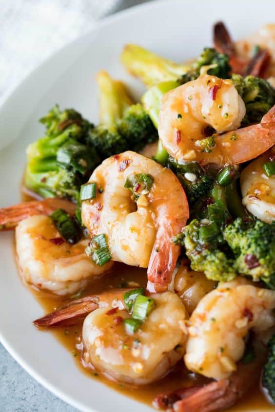 Spicy Szechuan shrimp and broccoli