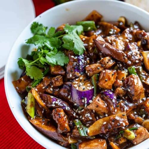Szechuan pork and Chinese eggplant stir fry