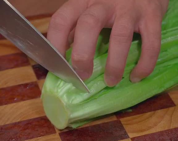 Slice off the tough bottom part of A Choy